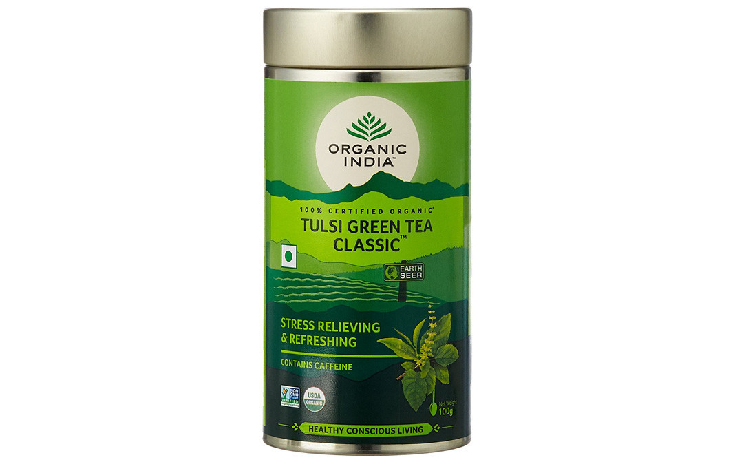 Organic India Tulsi Green Tea Classic   Container  100 grams